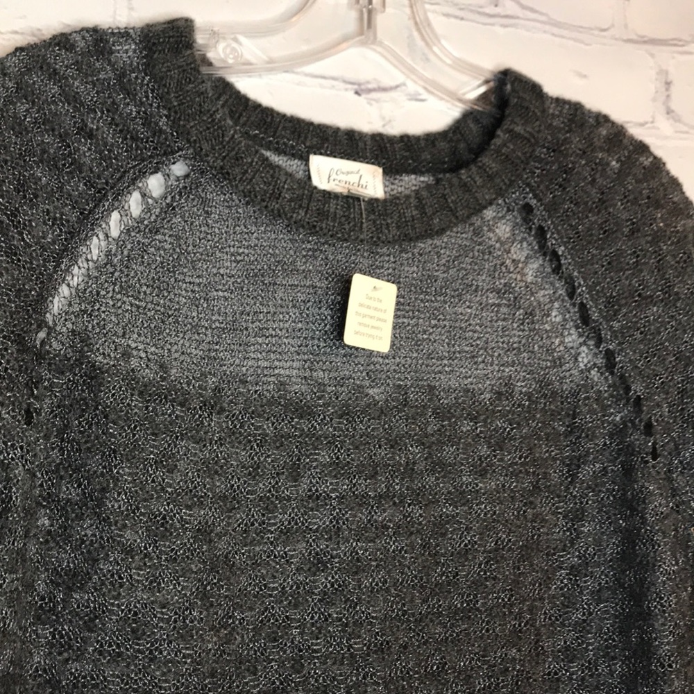 NWT Original Frenchi Gray Knit Sheer Wool Sweater - Picture 8 of 15